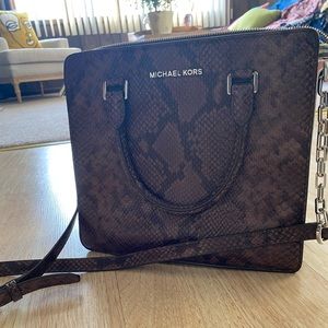 Michael Kors Dark Brown Snake Skin Crossbody